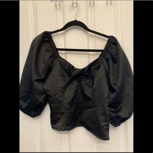 Satin puff sleeve blouse